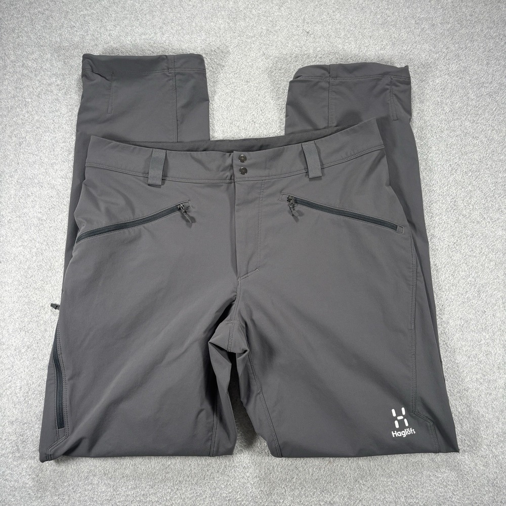Haglofs Moran Water Repellent Wind Soft Shell Pants Gray Hiking Trekking 34x33